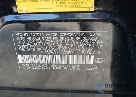 2007 Lexus Gs 350 z USA, uszkodzony, nr VIN JTHCE96S170002974